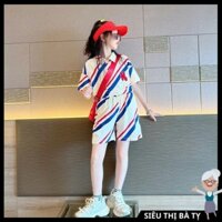Bộ quần đùi áo Polo thể thao mẫu N. Đồ bộ thời trang mùa hè, set đồ hè cho bé gái, trẻ em nữ size nhỡ đại 18-50kg