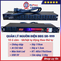 Bộ Quản Lý Nguồn Âm Thanh Bbs Sr-999 10 Ổ Cắm, Tắt-Bật Theo Thứ Tự, Có Aptomat Chống Chập Bảo Vệ Dàn Karaoke-H2Pro Tech