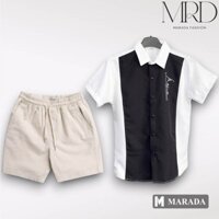 Bộ quần short lửng kaki áo sơ mi nam MENS vải cotton lạnh nam tính thanh lịch sang trọng - MARADA