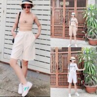 Bộ Quần Thể thao Áo Phông Rộng Quần Lửng Áo Cotton