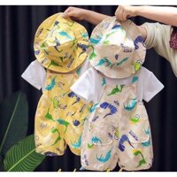 Bộ quần yếm kèm mũ