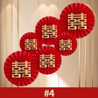 Bộ quạt giấy trang trí màu đỏ nhiều mẫu - M4