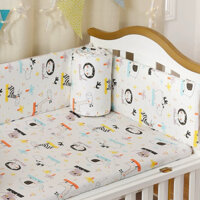 Bộ quây cũi cho bé và ga chun bọc đệm 100% cotton MESOCKEM QT001