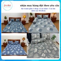 Bộ ra trải giường 4 món (NỆM 18-25CM) Thun lạnh hàn quốc in 3D cao cấp