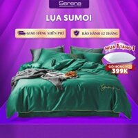 Bộ Ra Trải Giường 5 Món Lụa Sumoi SERENA MATTRESS Combo Bộ Ga Nệm Vải Thun Lạnh Ga Phủ Giường Mùa Hè Đơn Giản Cao Cấp