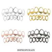 Bộ răng nanh rỗng hip-hop cá tính mới, xu hướng châu Âu và Mỹ, răng nanh ma cà rồng mạ vàng, bộ răng nanh phong cách punk cho câu lạc bộ đêm