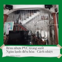 Bộ rèm nhựa PVC dày 2mm trắng trong KT Rộng 0.8m x Cao 0.6m - Ngăn lạnh điều hòa, cách nhiệt - Tặng kèm phụ kiện