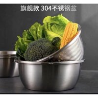 Bộ rổ chậu, bộ giá vo gạo cao cấp inox 304% hàng dầy cao cấp các cỡ