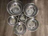 Bộ rổ INOX 304 5 cái XK (TỪ 18-30cm trụng bún, rửa cá thịt, rau củ quả)