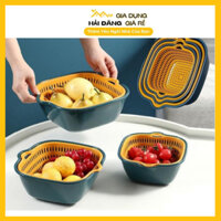 Bộ rổ nhựa kèm chậu đựng rửa rau củ quả trái cây cao cấp 6 món Gia Dụng Giá Rẻ - Hải Đăng A28