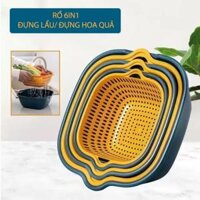 Bộ Rổ nhựa vuông kèm thau 6 món có Loại Xịn