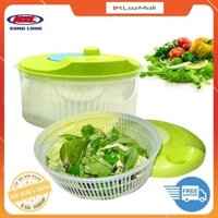 Bộ rổ quay rau tách nước, rổ kèm chậu quay rau ly tâm cỡ lớn Song Long, rổ quay rau tách nước khô ngay tức thì