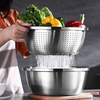Bộ rổ thau inox dùng để rửa rau, vo gạo