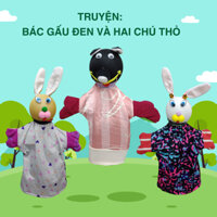 Bộ Rối Bàn Tay Các Nhân Vật Trong Truyện Bác Gấu Đen và Hai Chú Thỏ - Rối Đầu Tròn Đồ Chơi Cho Bé - Đồ Chơi Mầm Non