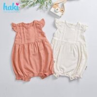 Bộ romper cánh tiên xếp ly ngực BL002-HAKI, romper cho bé gái; bộ liền cho bé từ 6-13kg