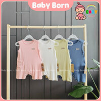 Bộ Romper Đùi Sát Nách lệch, Bodysuit Cookie cho bé chất cotton tăm siêu mềm mát, thun giãn cho bé CK25015 Baby Born
