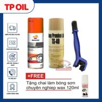 Bộ rửa sên TS-40 450ml + Dưỡng sên Repsol Chain lube 400ml + bàn chải chà sên tặng Wax làm bóng xe 120ml