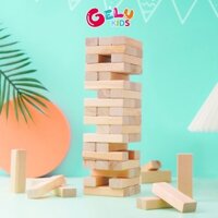 Bộ rút gỗ xếp hình Domino Montessori hình khối đồ chơi lắp ráp 54 thanh an toàn rèn luyện trí thông minh cho trẻ - Hàng