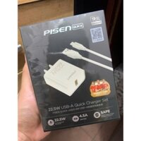 Bộ sạc 22.5W Pisen XY-C27 kèm cáp sạc nhanh USB Type C 1m2 hỗ trợ sạc nhanh QC 3.0 Chính Hãng