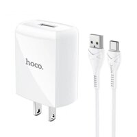 Bô sac 2.4A Hoco DC13 chuôi det 1 công Usb kem dây sac Type-C dai 1M cho Android