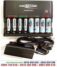 Bộ sạc 8 Pin AA,AAA Ansmann Powerline 8- kèm sẳn 4 pin sạc Ansmann AA2500mAh và 4 pin sạc Ansmann AAA1100mAh