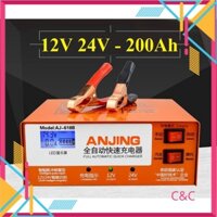 Bộ Sạc Ắc Quy 12v 24V 200AH  ANJING Tự Ngắt Khi Sạc Đầy chống ngược cực có quạt tản nhiệt sạc bình ắc quy 12V