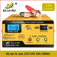 Bộ sạc ắc quy 12v/24v 3AH - 200ah BT-168 máy sạc bình xe máy ôtô xe tải thông minh tự động ngắt khi đầy