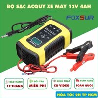 Bộ sạc acquy, máy sạc ắc quy FOXSUR 12V 5A kèm phục hồi bình,sạc bình oto xe máy,tự ngắt khi đầy
