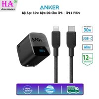 Bộ Sạc Anker 30w Cho lP8 đến lP14 PRM A2639 + Cáp C-L Dù A81A5 Chuẩn PD 20w 27w 30w