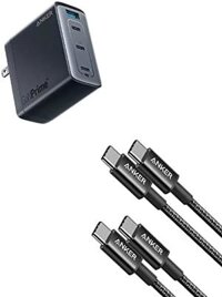 Bộ sạc Anker USB C 747 GaNPrime 150W, 4 cổng PPS nhanh gấp gọn, Cáp Anker 333 USB C to USB C (3.3ft 100W, 2Pack), Cáp sạc USB 2.0 Type C Sạc nhanh