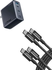 Bộ sạc Anker USB C 747 GaNPrime 150W, Bộ sạc tường gập gọn 4 cổng PPS và Cáp Anker 333 USB C sang USB C (6ft 100W, 2-Pack) cho MacBook Pro/Air, iPad Pro, v.v.