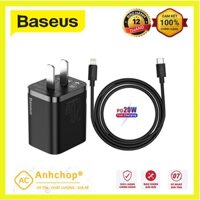 Bộ Sạc Baseus 20W PD Super Si Type C, Củ Sạc Nhanh QC3.0 Kích Thước Nhỏ Gọn Cho Android / iPhone 12 Pro Max