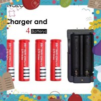 Bộ Sạc Đôi 2 Khe Cho Pin 18650 Kèm 4 Viên Pin Sạc 18650 Cho Đèn Pin Và Quạt Mini