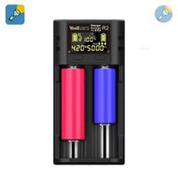 Bộ sạc đôi - 2 khe Yonii R2 LCD sạc - xả - đo dung lượng pin 3.7v 1.2v 18650 21700 26650 AA AAA Type C 2A