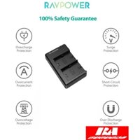 BỘ SẠC ĐÔI cho PIN Canon LP-E6/E6N RAVPOWER dùng cho máy ảnh EOS R 90D 5d4 70D 6d2 R6 R5 5D2 5D3 60D 7D2 7D...