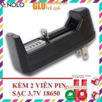 Bộ Sạc Đơn Đa Năng 3,7V Kèm 2 Cục Pin Đỏ 3,7V 18650