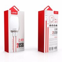 Bộ sạc du lịch 2 cổng 2.4A LDNIO A2204 kèm cáp IPhone/Samsung/Type C