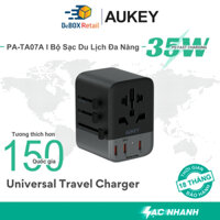 Bộ sạc du lịch đa năng nhiều cổng AUKEY PA-TA07A Sạc nhanh PD 35W - 2A3C, AC 2500W tương thích 150 Quốc gia