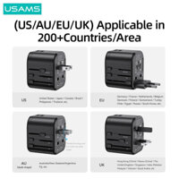 Bộ sạc du lịch USAMS CC173 T55 12W Dual USB-A Universal Travel Charger (US/UK/EU/CN Plug)
