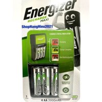 Bộ Sạc Energizer CHVCM4 Kèm 4 Pin Sạc AA 2000 mAh - Sạc Nhanh Tự Ngắt Hàng Chính Hãng TẶNG KÈM HỘP BẢO QUẢN