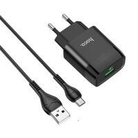 Bộ Sạc Hoco C72Q, USB To Micro, Sạc Nhanh 3A, PD 18W, Sử Dụng Cho Điện Thoại Samsung/Xiaomi/Oppo, Chống Cháy, Bền Bỉ.