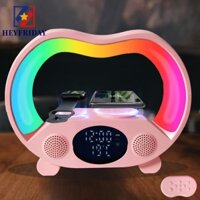 Bộ sạc không dây đa chức năng NOVAFLUX, Trạm sạc nhanh Loa đứng đèn thông minh có đèn ngủ RGB, trang trí phòng ngủ Loa Bluetooth di động Đèn ngủ và đồng hồ