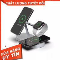 Bộ sạc không dây hút nam châm đa chức năng 4 in1 sạc nhanh điện thoại và apple watch có đèn ngủ RLH