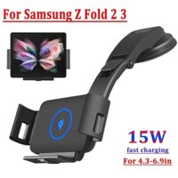 Bộ sạc không dây ô tô nhanh 15W cho Samsung Galaxy Fold Z 2 3 Flip iPhone 12 Pro Max Màn hình gập Giá đỡ gắn hút lỗ thông hơi