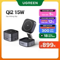Bộ sạc không dây từ tính 2 trong 1 UGREEN 25W, được chứng nhận Qi2 MPP, Hỗ trợ sạc không dây nhanh 15W for iPhone 16 Pro Max, cho iPhone 12-15, Sạc cho iPhone và Airpod của bạn cùng một lúc