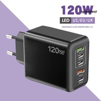 Bộ Sạc Nhanh 120w Phích Cắm eu Nhiều Cổng Cho Điện Thoại