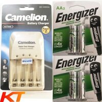 bộ sạc nhanh 2 giờ, tự ngắt Camelion BC-0905A kèm 4 viên pin AA 2000mah Energizer