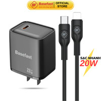 Bộ sạc nhanh 20W Basefast cho 11 12 13 14promax ... Củ sạc pd20w kèm dây silicon chống quá tải nhiệt
