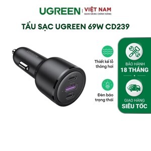 Bộ sạc nhanh 3 cổng điện thoại trên ô tô Ugreen 20467 69W