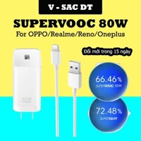 Bộ sạc nhanh 80w Supervooc, dùng cho các dòng Oppo A và Reno, Find và Realme chuẩn vooc or dart V SAC